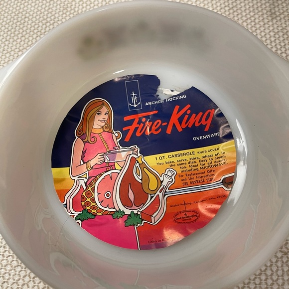 Fire King Ovenware Green Meadow 1 QT Casserole - Picture 1 of 5
